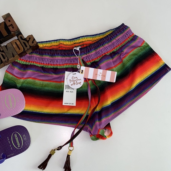 🆕🏊‍♀️🚶‍♀️PILYQ BARCELONA Swim Botton/Micro Shorts in Rainbow🌈 - Picture 1 of 10